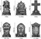 Halloween Decorations Outdoor Graveyard Tombstones: 6ct Large Tombstones Halloween Decor Yard Signs with Stakes, 16" Tall Realistic Scary Skeleton RIP Gravestones Yard Lawn Outside for Kids Home Party